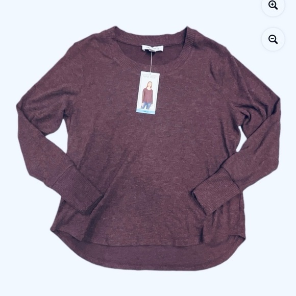 Nine West Tops - Nine West Women's XL Long Sleeve Rib Neck Pullover Soft Knit Top (Heather Wine)
